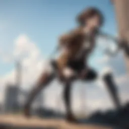 A dramatic scene showcasing the intensity of the Titan battles