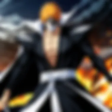 Dramatic Clash: Ichigo vs Yhwach A dramatic confrontation between Ichigo and Yhwach, highlighting the climax of the series.