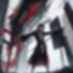 Dynamic battle scene showcasing the protagonist's determination