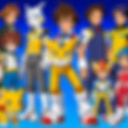 A striking visual of the main Digimon characters gathered together