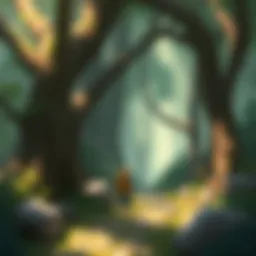 A breathtaking animated fantasy landscape with mystical forests and vibrant colors