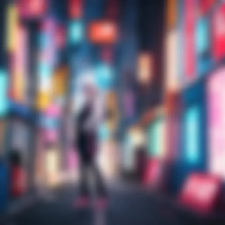 Close-up view of a detailed anime neon sign design