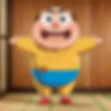 The iconic Shinchan character in a playful pose