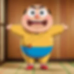 The iconic Shinchan character in a playful pose