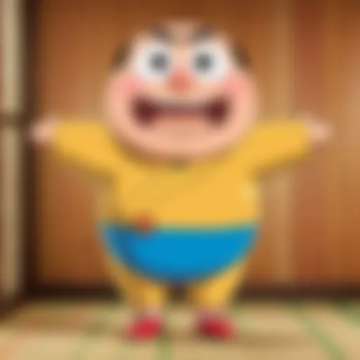 The iconic Shinchan character in a playful pose