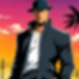 Dynamic portrayal of gangsta anime characters with intense expressions