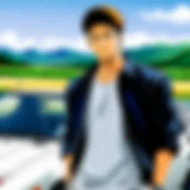 Character development illustration highlighting key figures in Initial D