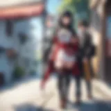 A vibrant scene showcasing a protagonist in a magical realm