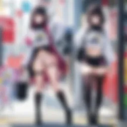 A vibrant collection of lewd anime shirts displayed in a trendy store.
