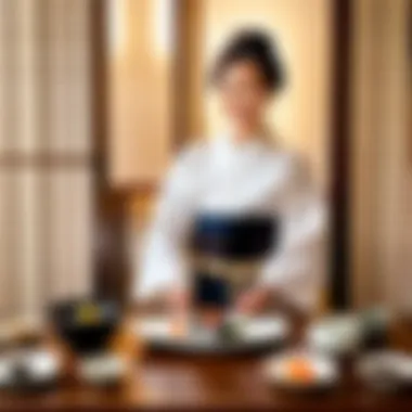 Serene Dining Experience with Maru Maki A serene setting for enjoying maru maki, with tea and decorative elements