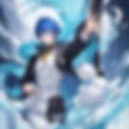 An artistic representation of the main character in Mr. Blue, showcasing unique features