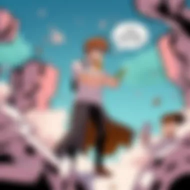 Embracing Technology in Comic Creation A vibrant comic strip displayed on a digital tablet