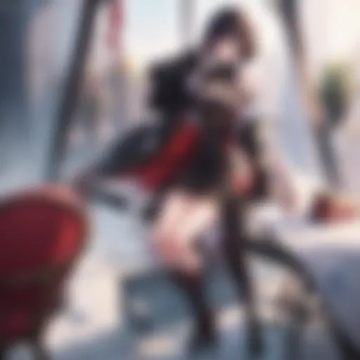 A virtual couple sharing a moment in a picturesque game setting