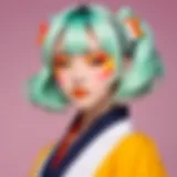 Vibrant anime-inspired makeup palette showcasing colorful shades