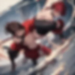 Dynamic scene showcasing Baki's intense martial arts battle