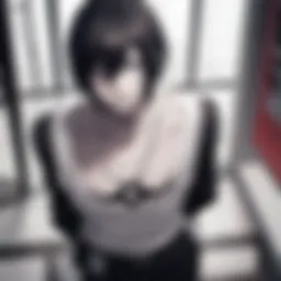 A detailed illustration of the Death Note book with haunting shadows