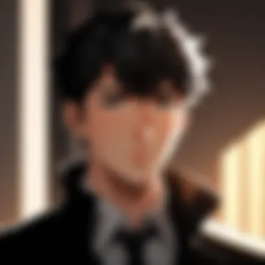 A close-up of a character's face, emphasizing the interplay of light and shadow on their expression, reflecting internal conflict.