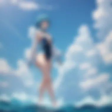 An artistic depiction of swimmer characters sharing a meaningful moment