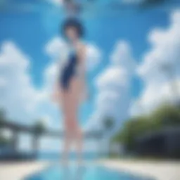 A serene swimming pool under the moonlight, reflecting the stars above