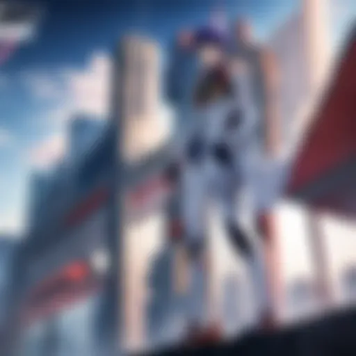 A captivating scene from Neon Genesis Evangelion showcasing the mecha in action