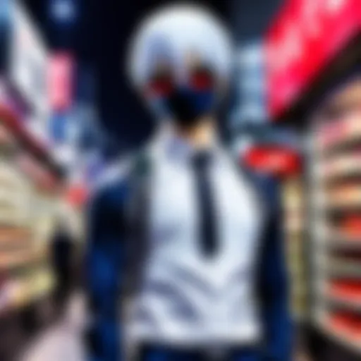 A captivating Tokyo Ghoul merchandise display featuring collectibles and figures