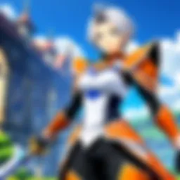 A vibrant scene showcasing characters from popular anime MMOs engaging in a dynamic battle