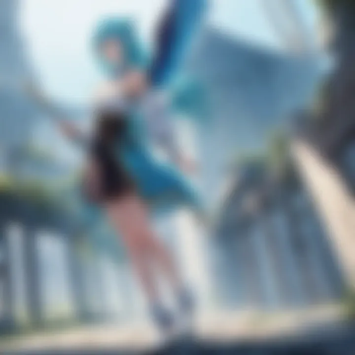 A lush fantasy landscape depicting an enchanting world typical of anime MMO settings