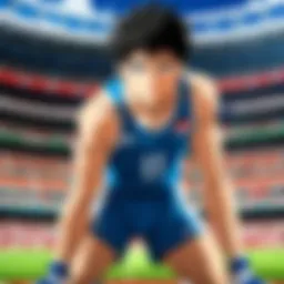 Dynamic scene from a popular sports anime showcasing intense competition