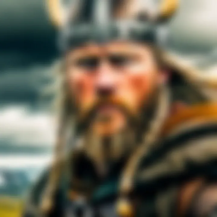 Artistic depiction of a Viking battle, showcasing intense emotions and strategic maneuvers