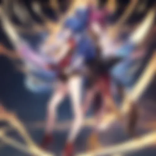A dynamic duel scene showcasing iconic Yu-Gi-Oh monsters in action