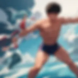 Dynamic boxing scene depicting determination and strength