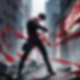 Dynamic action scene showcasing characters in battle