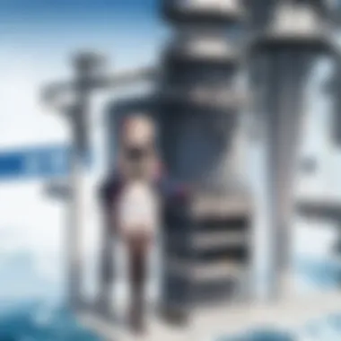 Dynamic Naval Battle in Kantai Collection A vibrant scene depicting a naval battle in the anime with stylized characters and dynamic action.