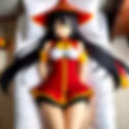 A detailed view of the Megumin body pillow showcasing vibrant colors and intricate designs