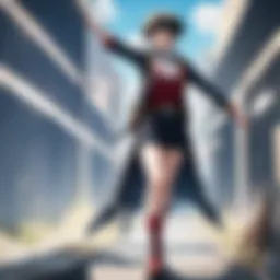 A dynamic scene showcasing the protagonist in action