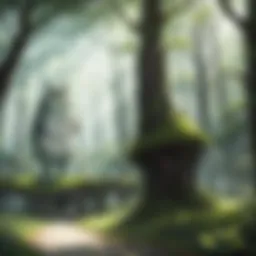 A serene forest setting from My Neighbour Totoro showcasing vibrant trees and the iconic Totoro character.