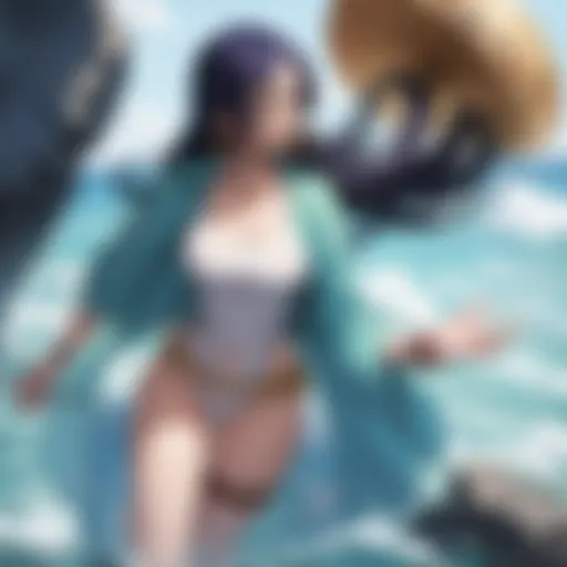 A vibrant scene showcasing the diverse cast of One Piece