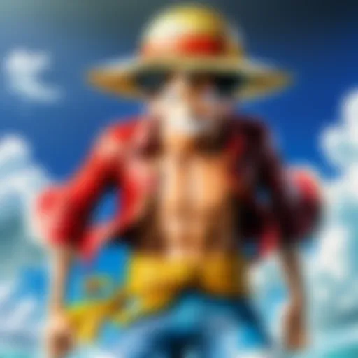 A dramatic scene showcasing Luffy's determination