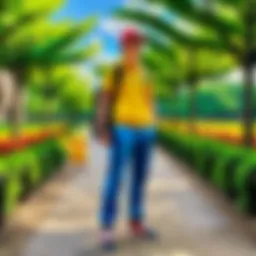 A vibrant urban park bustling with Pokémon sightings.