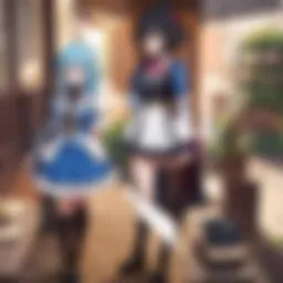 A vibrant scene from Konosuba showcasing character interactions