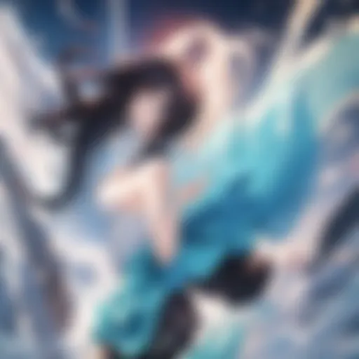 An artistic representation of anime characters interacting in a vibrant digital space