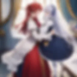 A romantic scene inspired by 'Romeo and Juliet' in an anime setting