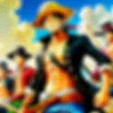 The Straw Hat Pirates navigating the Grand Line