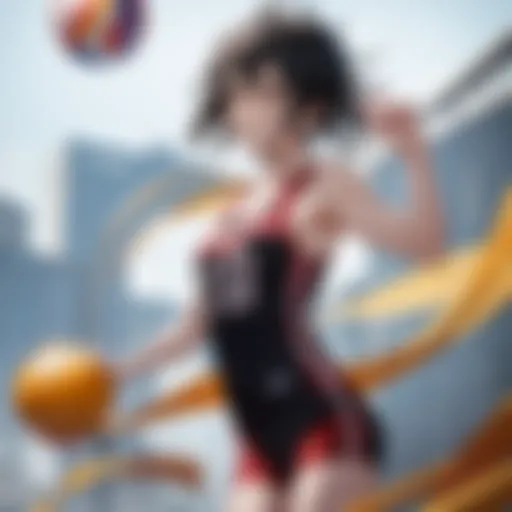 A vibrant scene from Haikyuu showcasing intense volleyball action