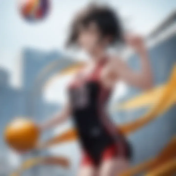 A vibrant scene from Haikyuu showcasing intense volleyball action